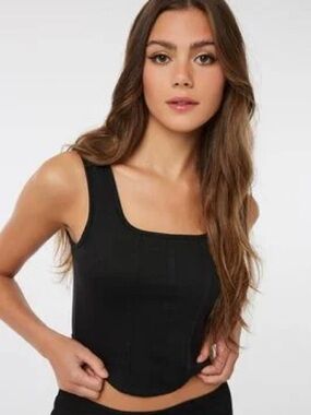 🎀 No Boundaries Black Corset Crop Tank Top Large
